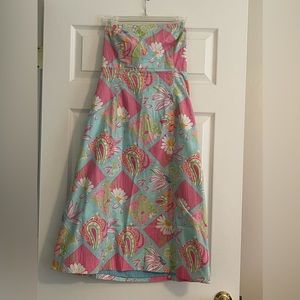 Vintage Lilly Pulitzer Bandeau Midi Tie Dress size 6